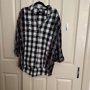 Black and White Checkered Women's Top